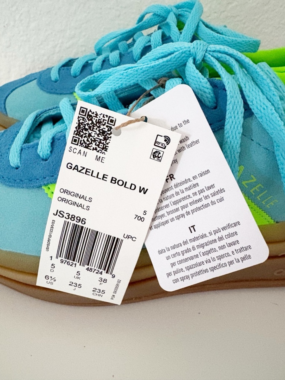 *NEW* Adidas Womens Gazelle Platform Bold Blue Glow Solar Green Bright Blue NWT - Picture 13 of 15